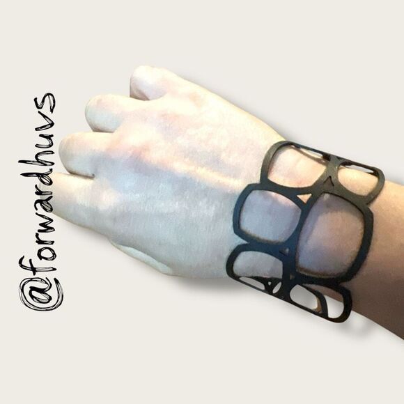 Bundle Sale 3 for $15 | Black Geometric Cuff Bracelet - For Lg Wrist - Picture 4 of 7